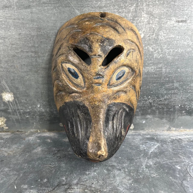 Masque Ancien Mexicain En Bois Lengua Del Diable - Artisanat Traditionnel Du Michoacán
