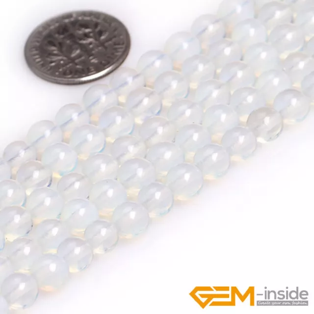 Pierre précieuse blanche opalite perles rondes amples pour fabrication de bijoux brin 15" YB 2