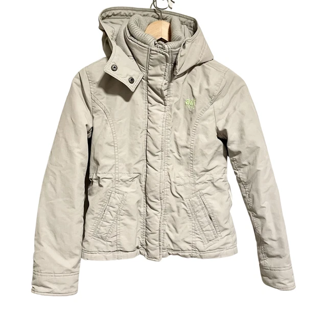 Abercrombie Girls Hooded Jacket Heavy Warm Canvas Coat Lined Kids Size Large