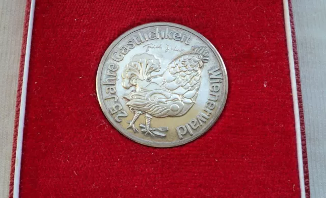 Seltene Silber 999, Medaille " 25 Jahre Gastlichkeit-Wienerwald-Friedrich Jahn "