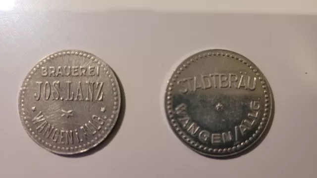 2 Biermarken Stadtbräu Wangen Allgäu Brauerei Lanz Token Gut Für