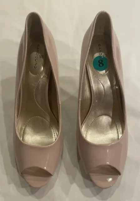 Bandolino Light Pink Open Toe 3" Patent Leather Heels size 8M