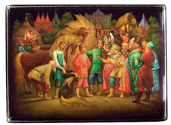 Beautiful Fedoskino Russian Lacquer Box Fairy Tale Konek Gorbunok