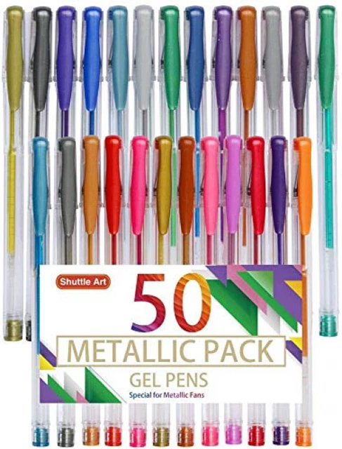 Stylo Gel Métallique, Shuttle Art Set de 25 Metallic Pens with 25 Refills