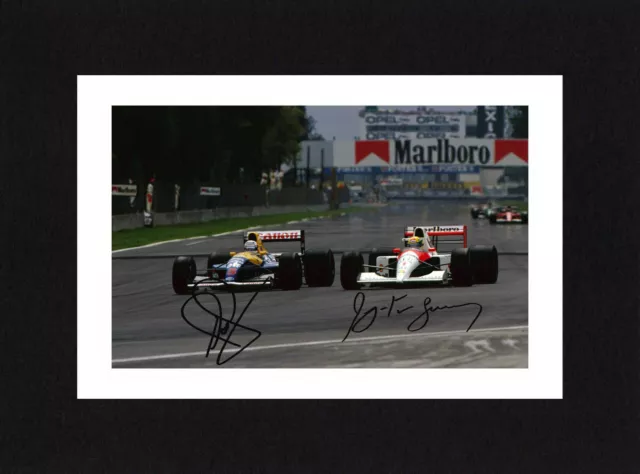 8X6 Mount NIGEL MANSELL AYRTON SENNA Signed PHOTO Print  Formula One