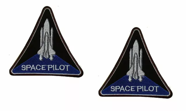 (2) Space Pilot Iron On Patch Embroidered NASA USA Space Shuttle Astronaut 4"