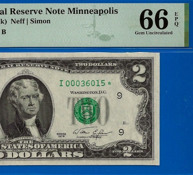 Near TOP POP ✅ 1976 $2 FRN➡️ 3rd Finest 🔴 Minneapolis STAR ⬅️ PMG 66EPQ - 36015