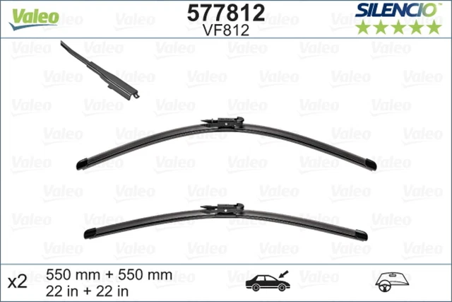 Wischblatt Scheibenwischer SILENCIO FLAT BLADE SET VALEO 577812 für CADILLAC AWD
