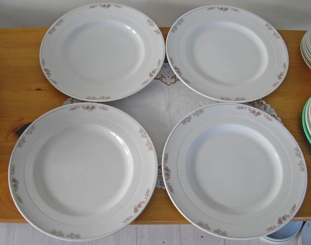 Vintage Syracuse China MONTLYNN 10 5/8" Dinner Plates Pink Flowers ~ Set of 4~