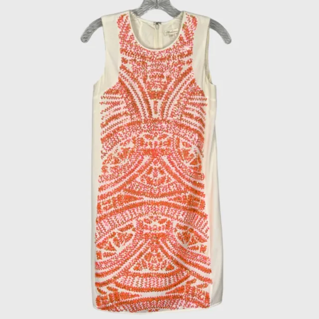 Shoshanna Womens Sequin Sleeveless Shift Dress Coral Pink Orange size 0