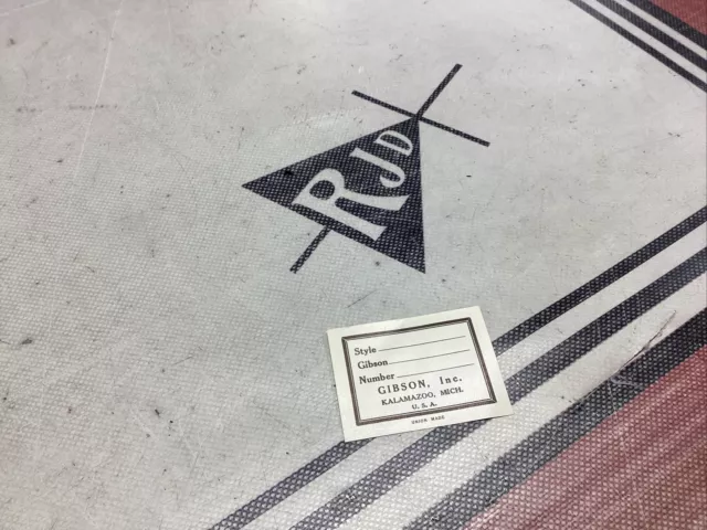 60’s Gibson Kalamazoo Makers Sound Hole Label Union Made Gum Backed Real! 60’s Gibson Kalamazoo Makers Sound Hole Label Union Made Gum Backed Real!