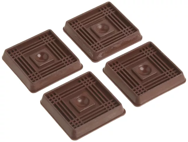 Shepherd Hardware 9076 2-Inch Square Rubber Furniture Cups 4-PackBrown