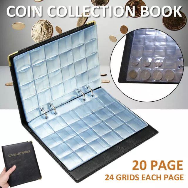 480 Pockets Coin Album Holder Money Storage Penny Collection Album Collecting UK