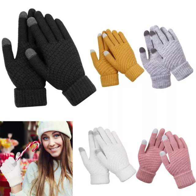Touch Screen Winter Gloves Women Warm Knit Thermal Insulated Adult 1Pair Mittens