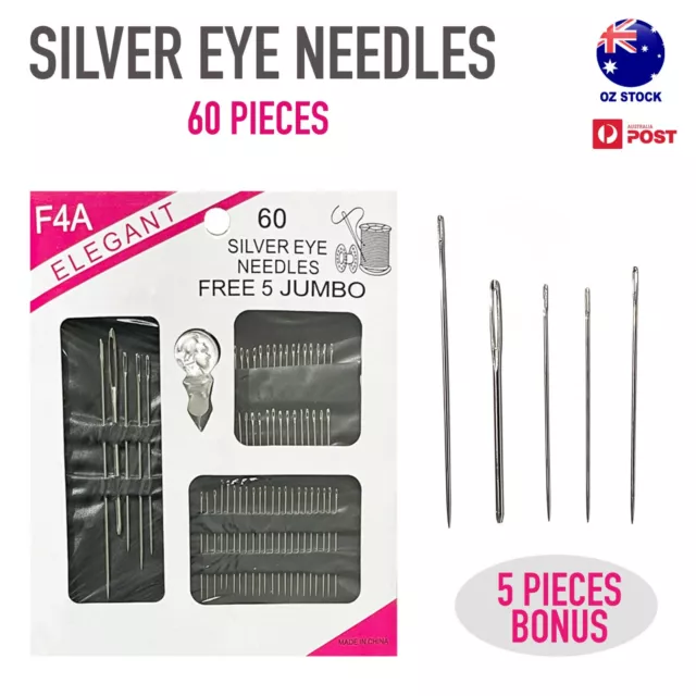 60pcs Hand Sewing Needles Set Craft Embroidery Upholstery Metal Needle Assorted