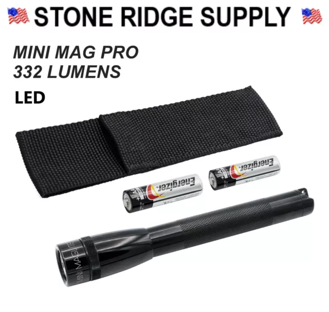 New Maglite Pro 332 Lumens LED SP2P01H Mini MAG 2-Cell AA Made in USA Black