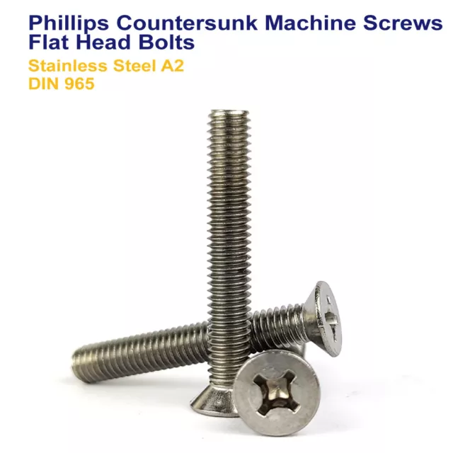 PHILLIPS COUNTERSUNK MACHINE SCREWS FLAT HEAD BOLTS STAINLESS STEEL M10 - 10mm