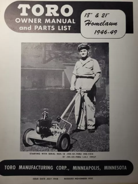 SNAPPER TRU-CUT C-19 C-21 Reel Walk Behind Lawn Mower Owner & Parts Manual  8pg $38.99 - PicClick