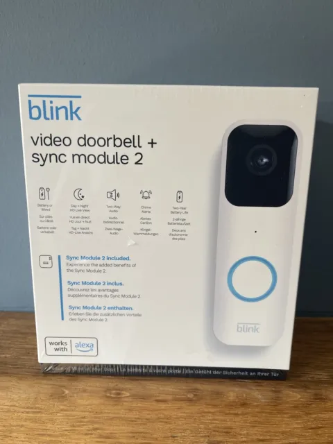 Blink Video Doorbell + Sync Module 2  Wired or Battery HD Full System White NEW
