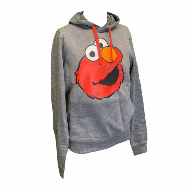 Official Unisex Sesame Street Elmo Character Face Grey Hoodie - Sizes S to XXL