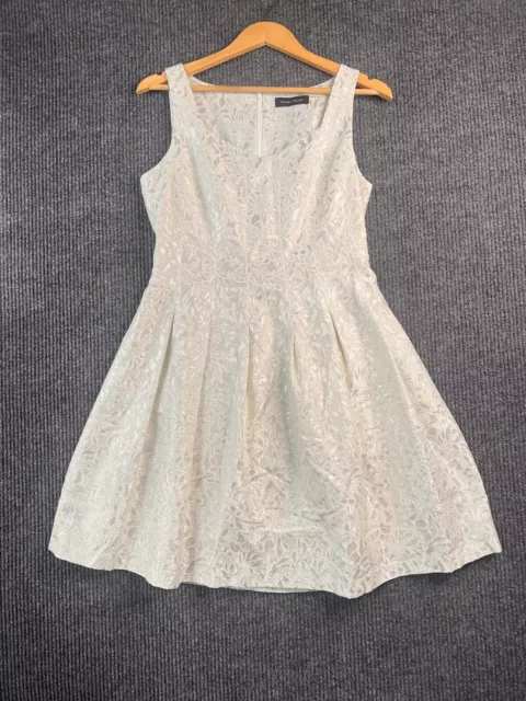 Ivanka Trump Ivory Lace Structured Floral Dress Sz 8 Bridal Shower Bachelorette