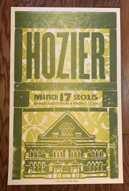 Hozier Hatch Show Print Concert Poster Ryman Nashville 2015