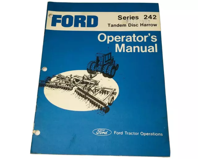 FORD TRACTOR DIVISION Tandem Disc Harrow Series 242 Operators Owners