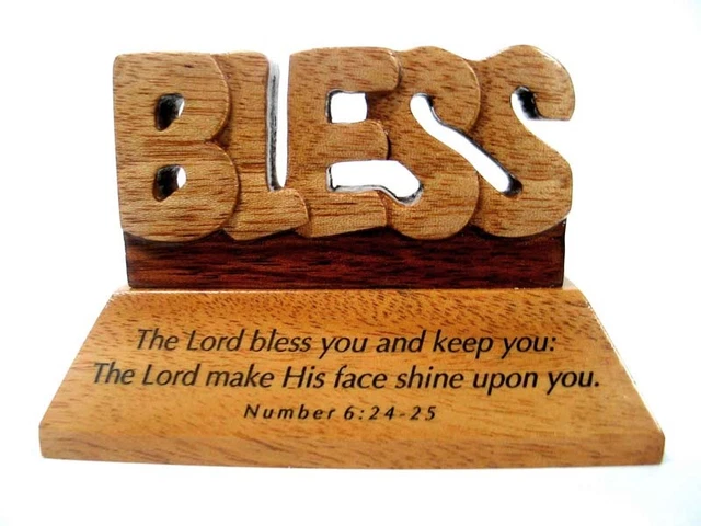 Cristiano Madera Caoba The Lord Bless You N º 6:24-25 Escritorio Regalo Adorno