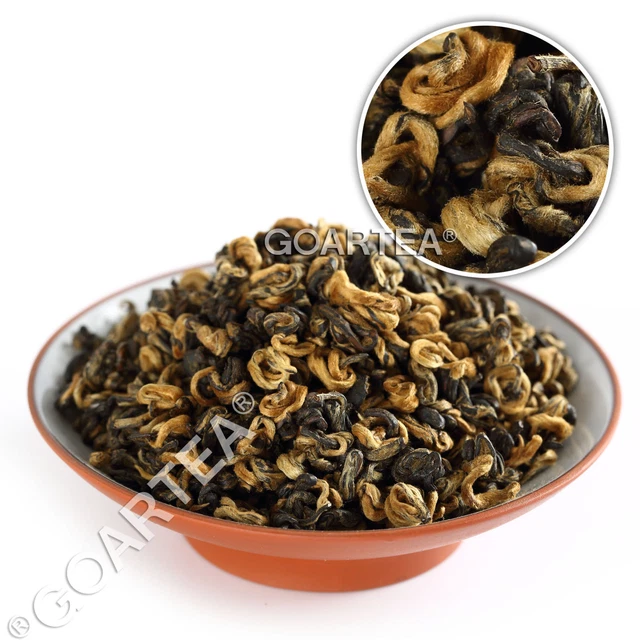 GOARTEA 100g Supreme Organic Yunnan Golden Bud Snail Dian Hong Chinese Black Tea