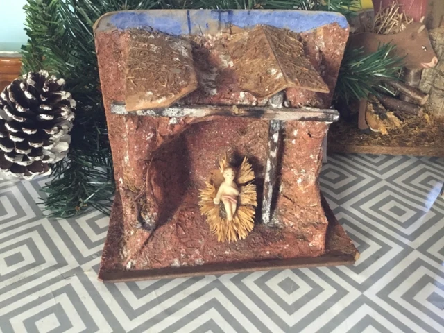 SUPERBE GRANDE CRÈCHE ancienne en Plâtre peut être Devineau Marie Haut 21,5 cm EUR 159,95