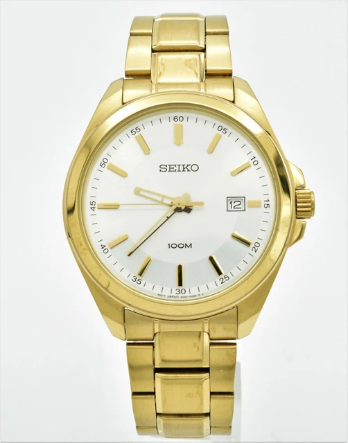 SEIKO 100M GOLD Tone Stainless Steel 6N42-00C0 Quartz Mens Watch £ -  PicClick UK