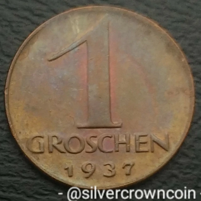 Austria 1 Groschen 1937. KM#2836. One Cent Penny coin. Eagle.