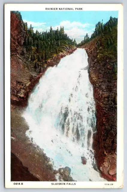 Sluiskin Falls Ranier National Park Washington WA Vintage CURT TEICH Postcard