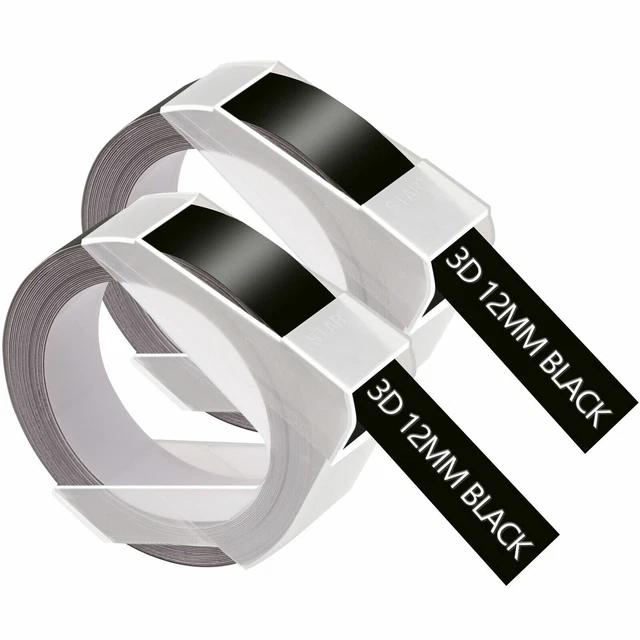 2x For DYMO 3D Embossing Label Tape Organizer Xpress Pro 1570 A521209 Black 12mm