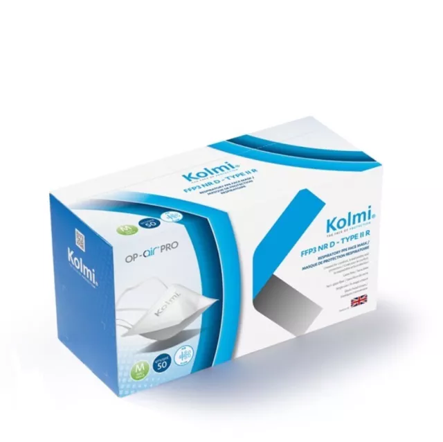 50 Qty wrap Disposable  Kolmi OpAir Pro FFP3 NR D – TYPE II R mask Medium