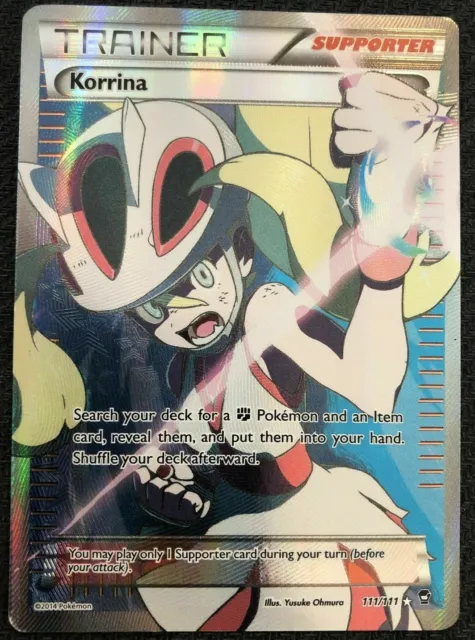 FULL ART Korrina ULTRA RARE 111/111 Pokemon XY Furious Fists Trainer Card - LP