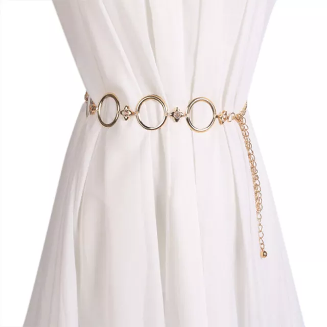 Women Ladies Girls Metal Gold Waist Chain Belt Bridal Wedding Party Fashion .LN