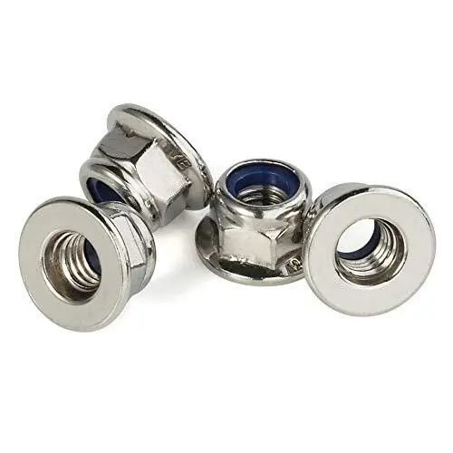 M6 Hex Flange Nylon Insert Lock Nuts 188 Stainless Steel 304 Din 6926 Bright Fin
