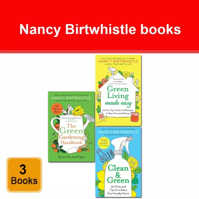 Nancy Birtwhistle Collection 3 Books Set Green Gardening Handbook, Clean & Green