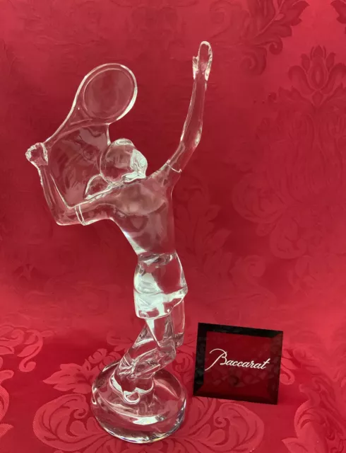 FLAWLESS Art Glass BACCARAT France 12” WOMAN LADY Crystal TENNIS PLAYER Figurine