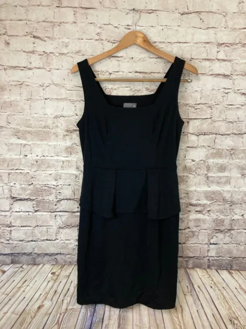 Muse Dress Women's 10 Sheath Black LBD Sleeveless Ruffle Cutout Zip Up Stretch