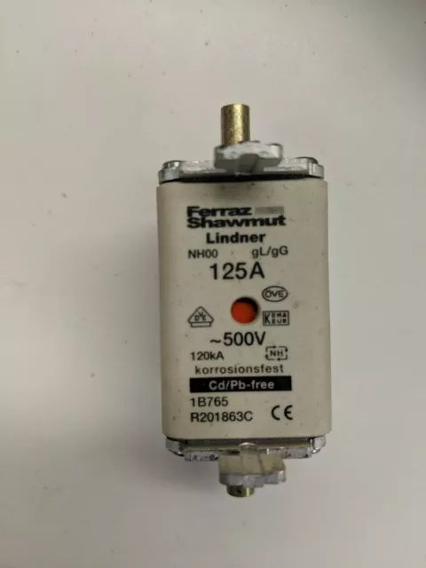 Ferraz Shawmut NH00AM69V125 125A Size NH 00 aM 690V Centred Tag Fuse 001867