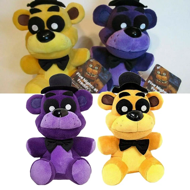 2PCS FNAF Five Nights at Freddy's PURPLE Shadow + GOLD Bear Plush