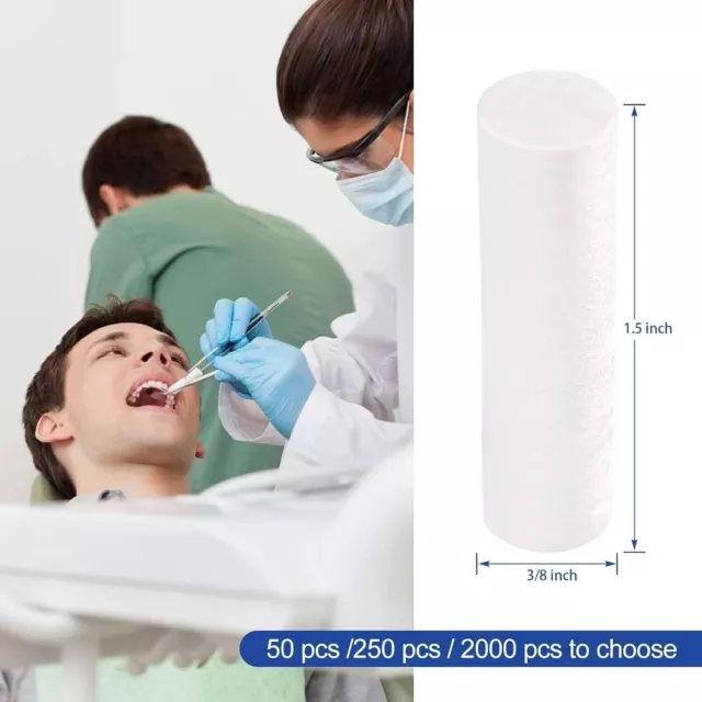 10000/Case JMU Dental Cotton Rolls Non-Sterile Nosebleed Plugs, 1.5" x 3/8" 2