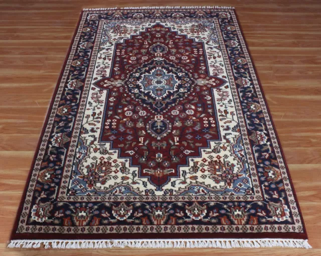 Herizz Parsian Mano Anudado Alfombra Roja Semi-Antique Oriental Lana Área de