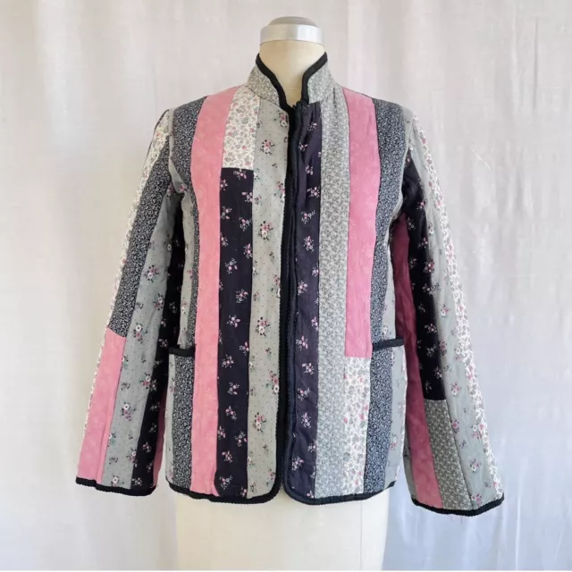 Vintage 70's Cotton Quilted Patchwork Prairie Floral Jacket