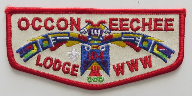 Occoneechee Lodge 104 Occoneechee Council NC Leather Flap Red Bdr (E8452)