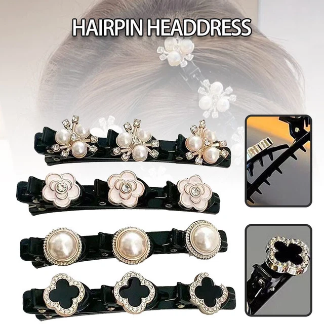 Pince à cheveux tressée en épingle à cheveux avec perles double couche |