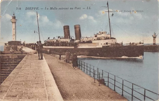 Cpa Marine Paquebot Dieppe La Malle Au Port