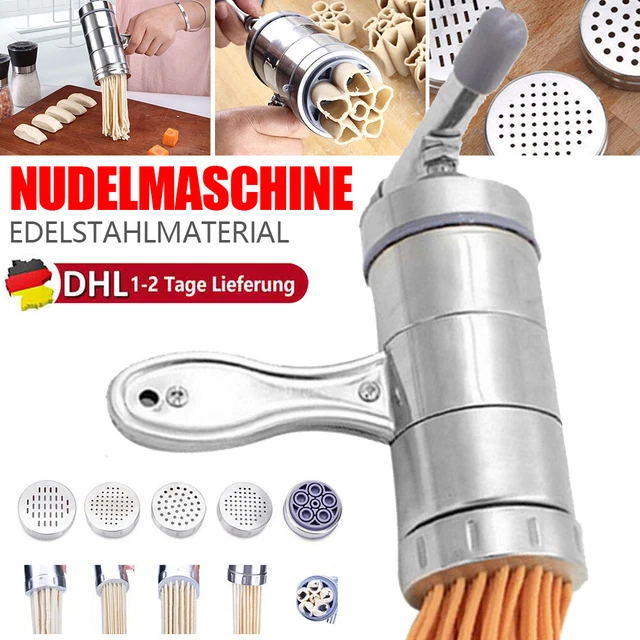 Edelstahl Nudelmaschine Lasagne Pastamaschine Spaghetti Pastamaker mit 5 Mould